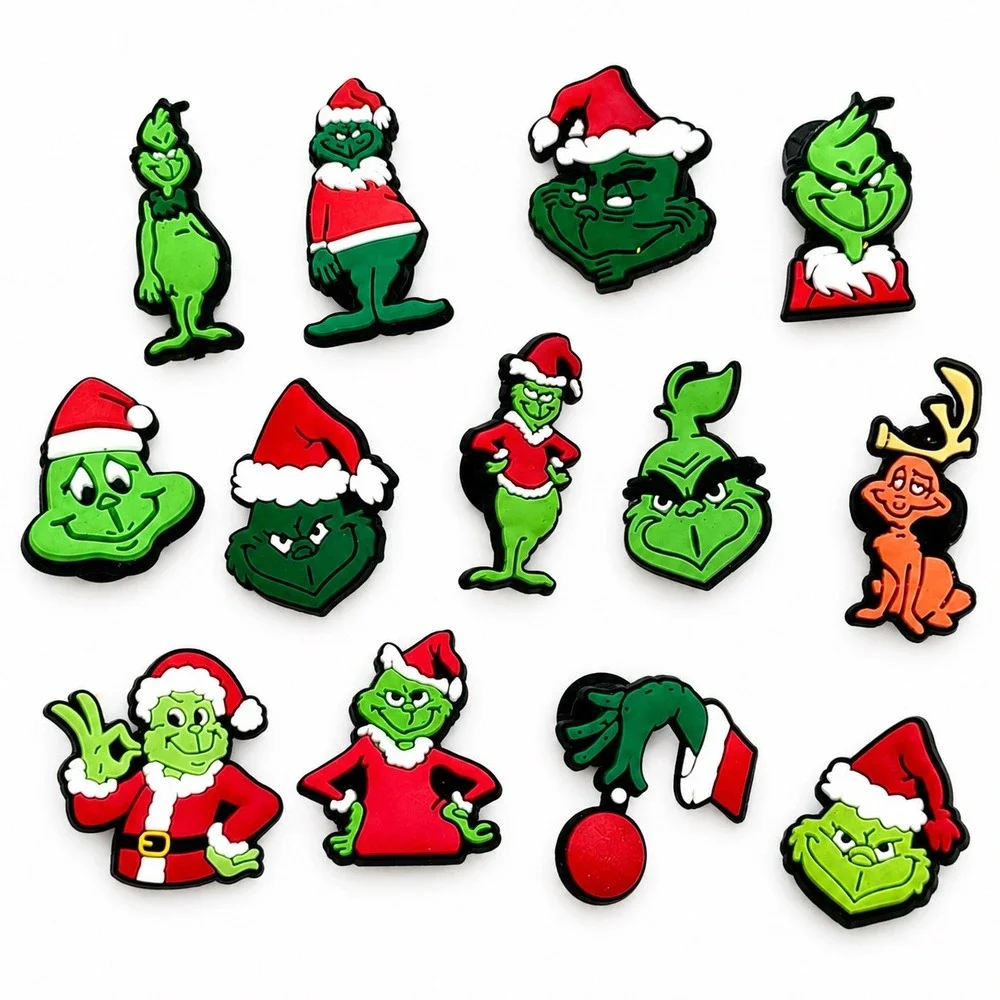 13pc The Grinch Christmas Shoe Charms Holiday Character Croc Gift Jibbitz